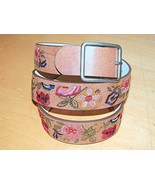 Floral Embroidered Belt Tan Brown Boho Western Dress Bright Colors Size ... - £19.11 GBP