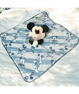 Disney Baby Blue Striped Mickey Mouse Security Blanket Soft Plush Lovey ... - $282.52 MXN