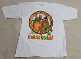 Real Vintage Freaknik Tee 1998 Black College Reunion White T Shirt XL Stain - £65.99 GBP