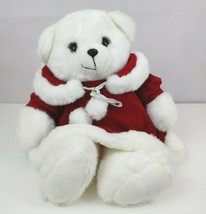 Vintage 1989 Dan Dee 19&quot; Plush White Girl Teddy In Red Dress - £16.78 GBP