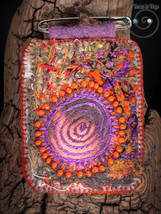 wish talisman, bag charm, safety pin boho amulet, hippie brooch, orange, purple - £20.70 GBP