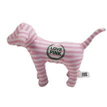 Victorias Secret Dog Plush Love Pink White Striped Stuffed Animal Toy Retired - £14.13 GBP