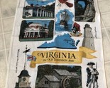 Virginia Landmarks Vintage Tea Towel Kay Dee Linen Fabric Wall Hanging - $32.25