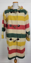 Vtg Woolrich Womens Hudson Bay Stripe Hooded Duffle Toggle Coat S - £152.64 GBP