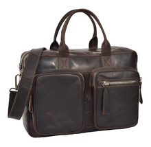 DR280 Men&#39;s Vintage Leather Organizer Briefcase Brown - £153.54 GBP