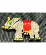 ELEPHANT Brooch. AB Rhinestones and Enamel. Trunk Up for Good Luck Vinta... - $19.73 CAD