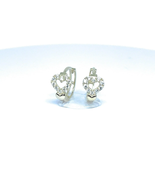 ADIRFINE 14K Solid Gold Cubic Zirconia Heart Huggie Hoop Earrings - £207.61 GBP