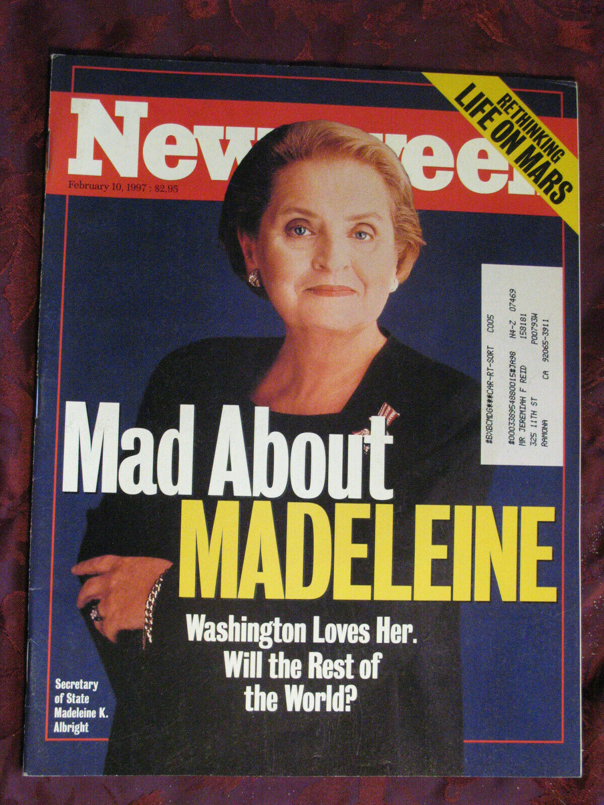 Primary image for NEWSWEEK February 10 1997 Madeleine Albright Fbi Crime Lab Martian Meteorite