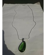 .925 Silver Necklace with Green Colored Pendant - £15.42 GBP