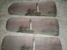 	 Custom! Lighthouse On The Sea At Dusk ~ Smoky Night ~Ceiling Fan W/Light - $117.99