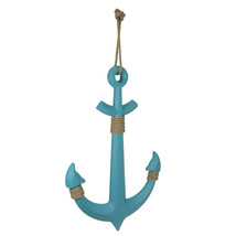 32 Inch Turquoise Wood Anchor Wall Sculpture Nautical Home Decor Beach House Art - £39.56 GBP