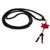 BEAUTIFUL BLACK WOOD MALA 6mm Bead 216 Prayer Beads Stretch Cord Wrap Br... - $145.10 MXN