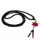 BEAUTIFUL BLACK WOOD MALA 6mm Bead 216 Prayer Beads Stretch Cord Wrap Br... - $7.95