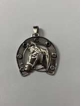 Sterling Silver Horse in Horse Shoe Pendant Equestrian NWOT - £14.18 GBP