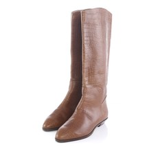 Bandolino Brown Leather Croc Print Tall Riding Boots Womens 7 M Made in ... - $44.54