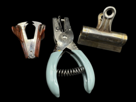 Vintage Office Supply Lot Staple Remover Hole Punch Clip - $12.00