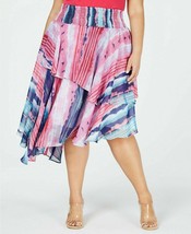 INC Women&#39;s Size 3X Tie Dyed Smocked Asymmetrical Hem Skirt Ombre Dream New - £12.64 GBP
