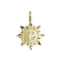 14K Gold Charm Sun Smiling &amp; Cable Chain 18&quot; Jewelry - £87.11 GBP
