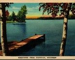 Generic Landscape Greetings From Standish Michigan MI Unused Linen Postc... - $3.91