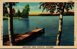Generic Landscape Greetings From Standish Michigan MI Unused Linen Postcard D14 - £3.07 GBP