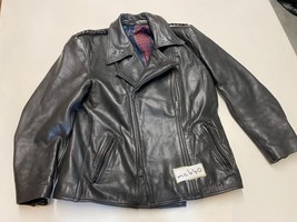 Vintage Black Leather Motorcycle Jacket Armpit/armpit 23&quot; (mc640) - £50.76 GBP