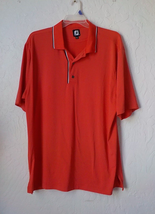 Foot Joy Orange Red Polo Shirt Men size 2XL Short Sleeves Stretch Button - £19.48 GBP