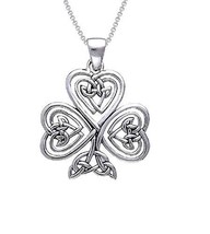 Jewelry Trends Sterling Silver Celtic Clover Shamrock of Faith Pendant N... - £43.02 GBP