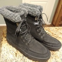 Sperry Juneau Lace Up Winter Boots Womens 10 Black Gray STS86817 - $74.25