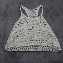 Hollister Shirt Women Small White Casual Sleeveless Loose Tank Top Crochet - $18.69