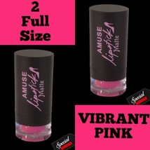 2-Amuse Matte Lipstick Brand New &amp; Sealed LIP7278-10 Vibrant PINK 5g Ful... - $11.30