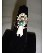 VINTAGE STERLING SILVER TURQUOISE INDIAN GIRL MAIDEN FEATHER HEADDRESS ~... - $108.38 CAD