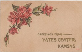 Greetings From Yates Center Kansas KS Postcard 1910 Kansas City - £2.35 GBP