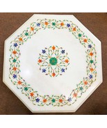 20 &quot; White Marble Side Table Inlay Work Semi Precious Stone Luxary Gift ... - $1,108.53 CAD
