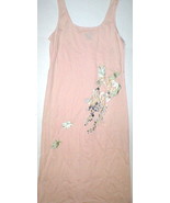 NWT S New Designer Natori Peach Womens Blush Flowers Embroider Cotton Ni... - $188.10