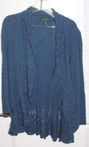 LRL Lauren  Ralph Lauren Jeans Cardigan Sweater Faded Indigo Size Women&#39;s Medium - £34.84 GBP