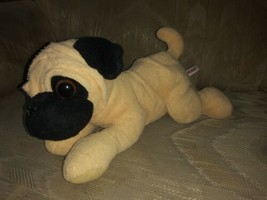Aurora World Pug Plush 13&quot; Dog Puppy Beanbag Stuffed Animal Beige Black Pup - £15.53 GBP