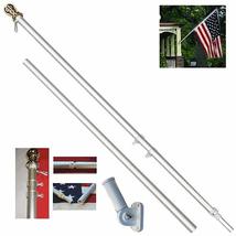 AES 6ft Aluminum Spinning Stabilizer Flag Pole Silver Bracket Tangle Free (w/Fla - £25.74 GBP