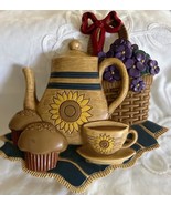 1997 Home Interiors Wall Plaque Country KitchenTeapot Cottage Decor Made... - €8,46 EUR