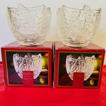 2 Gorham Holiday Traditions Snowy Sweethearts 3 1/2&quot; Crystal Votive Hold... - £12.39 GBP