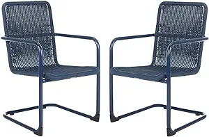Safavieh PAT4040A-SET2 Outdoor Collection Hutton Navy Stackable (Set of ... - $466.99