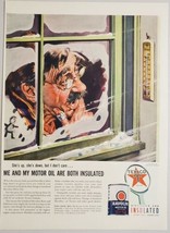 1940 Print Ad Texaco Havoline Motor Oil Man Gazes Out Icy Window at Ther... - £11.98 GBP