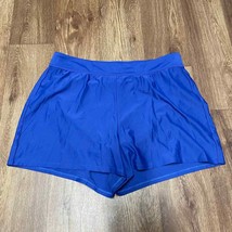 LL Bean Womens Solid Blue Swim Suit Shorts Attached Brief Bottom Size 14 UPF50+ - £22.07 GBP