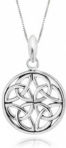 925 Sterling Silver Celtic Knot Round Pendant Necklace for Women 18 inch Chain - £48.66 GBP