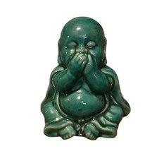 6&quot; Buddha Teal Green See Speak Hear No Evil Smiling Potpourri Sachet Fig... - $12.99