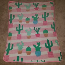 Limited Too Cactus Fleece Blanket Pink Green Throw Lap Baby Plants 40x50 - £38.89 GBP