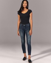 Abercrombie Fitch Mid Rise Super Skinny Ankle Jean Dark Wash Let Down He... - $34.71
