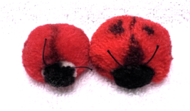 2 Vintage Steiff WOOLEN Fat Lady Bugs Ladybug Momma Baby Poms - $39.11