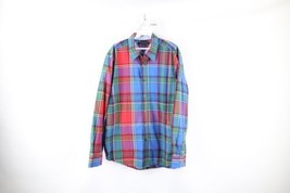 Vintage Tommy Hilfiger Mens Large Faded Rainbow Plaid Collared Button Shirt - $29.65