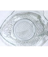 Pressed Clear Glass 8&quot; Fish Shaped Canape Appetizer Plate w/ 1-3/4&quot; Seat... - £10.05 GBP