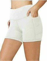 NWT Ladies BALEAF WHITE Compression Yoga Bike Short Shorts w/Side Pocket... - £19.97 GBP